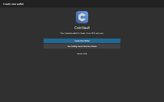 CoinVault  from Chrome web store to be run with OffiDocs Chromium online