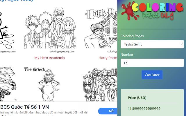 Coloring Pages Only  from Chrome web store to be run with OffiDocs Chromium online