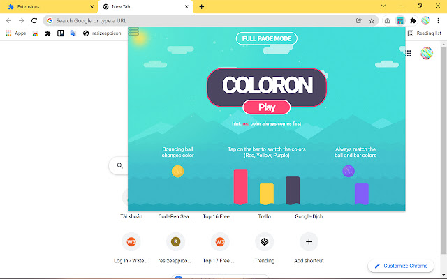 COLORON GAME  from Chrome web store to be run with OffiDocs Chromium online