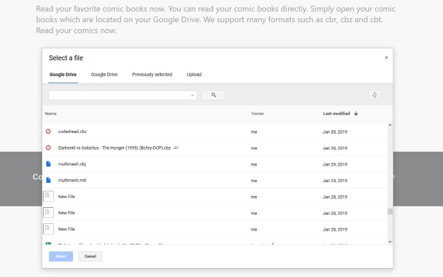 Comic Books Reader  from Chrome web store to be run with OffiDocs Chromium online