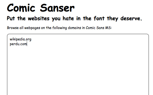 Comic Sanser  from Chrome web store to be run with OffiDocs Chromium online