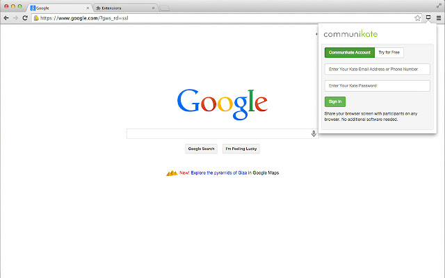 Communikate Screen Sharing (Beta)  from Chrome web store to be run with OffiDocs Chromium online