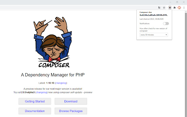 Composer Update Notifier  from Chrome web store to be run with OffiDocs Chromium online