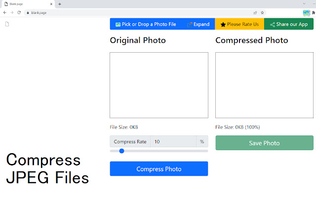 Compress JPEG  from Chrome web store to be run with OffiDocs Chromium online