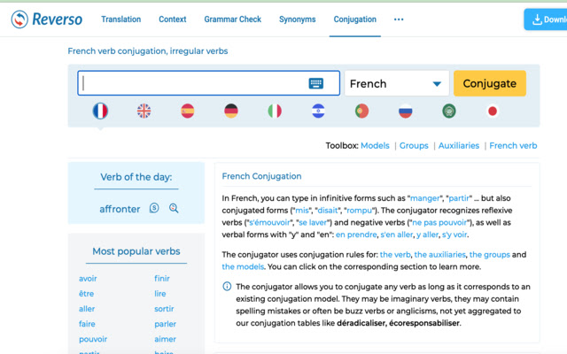 conjugaison  from Chrome web store to be run with OffiDocs Chromium online