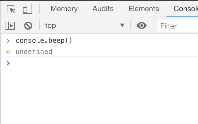console.beep  from Chrome web store to be run with OffiDocs Chromium online