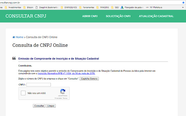 ConsultaCNPJ  from Chrome web store to be run with OffiDocs Chromium online