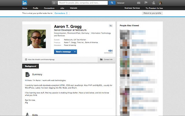 Convert LinkedIn Profile to Printable  from Chrome web store to be run with OffiDocs Chromium online