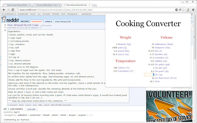 Cooking Converter  from Chrome web store to be run with OffiDocs Chromium online