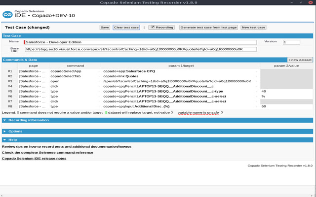 Copado Selenium Recorder  from Chrome web store to be run with OffiDocs Chromium online