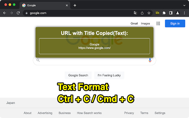 Copy URL with Title (plain text/markdown)  from Chrome web store to be run with OffiDocs Chromium online