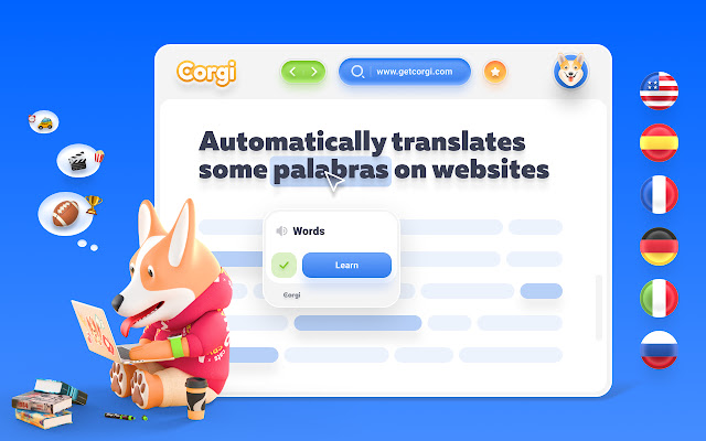 Corgi Translator Language Learning  from Chrome web store to be run with OffiDocs Chromium online