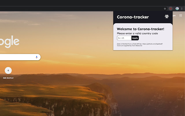 Corona tracker  from Chrome web store to be run with OffiDocs Chromium online