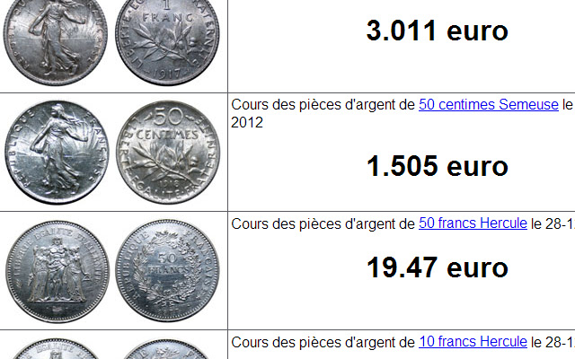 Cours des pieces en argent dal Chrome web store da eseguire con OffiDocs Chromium online