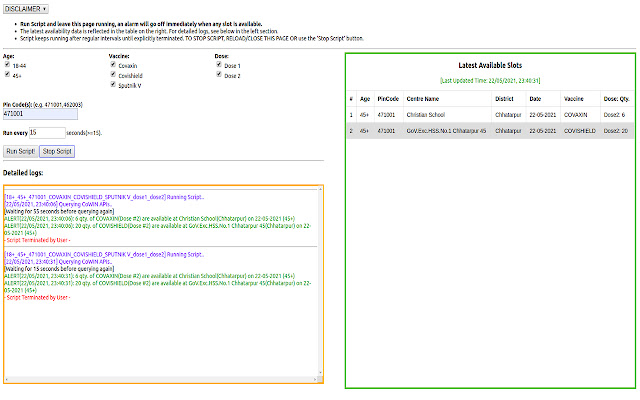 CoWIN Slot Availablity Notifier  from Chrome web store to be run with OffiDocs Chromium online