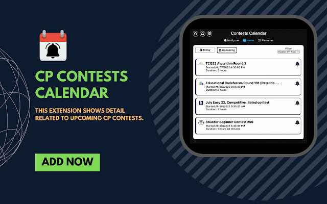 CP Contest Calendar  from Chrome web store to be run with OffiDocs Chromium online