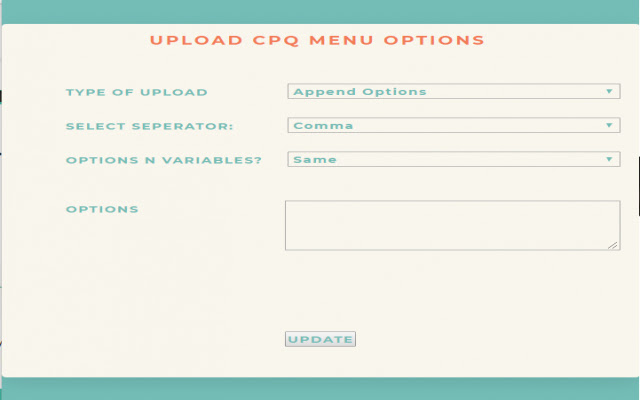 CPQ Menu Loader  from Chrome web store to be run with OffiDocs Chromium online