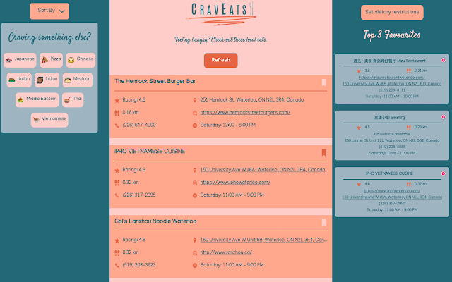 Crave Eats  from Chrome web store to be run with OffiDocs Chromium online