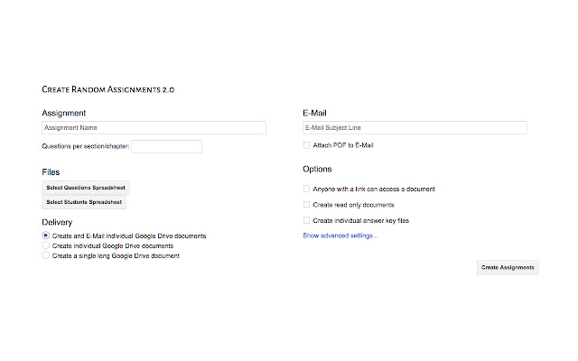 Create Random Assignments (Education)  from Chrome web store to be run with OffiDocs Chromium online