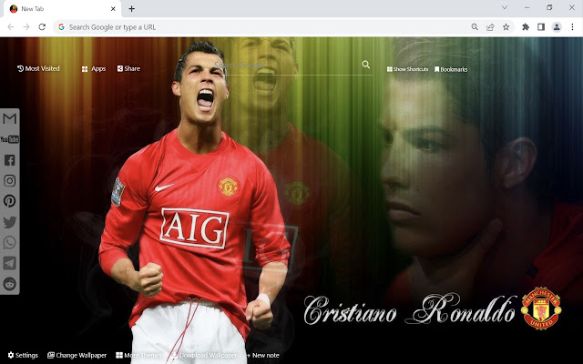 Le fond d'écran Cristiano Ronaldo de la boutique en ligne Chrome sera exécuté avec OffiDocs Chromium en ligne