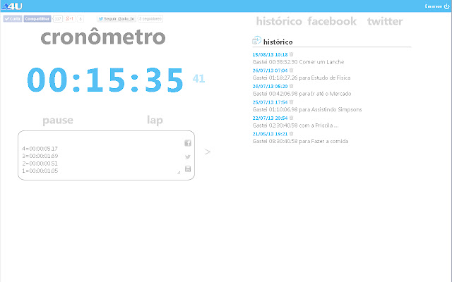 Cronometro / Stopwatch 4u  from Chrome web store to be run with OffiDocs Chromium online