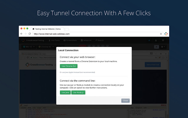 CrossBrowserTesting Local Connection  from Chrome web store to be run with OffiDocs Chromium online