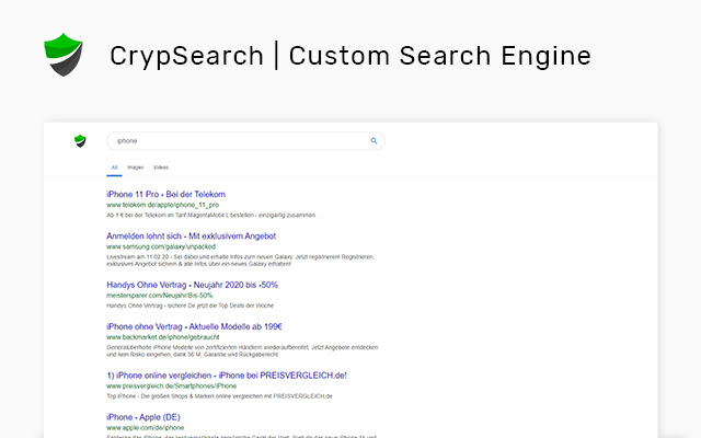 CrypSearch  from Chrome web store to be run with OffiDocs Chromium online