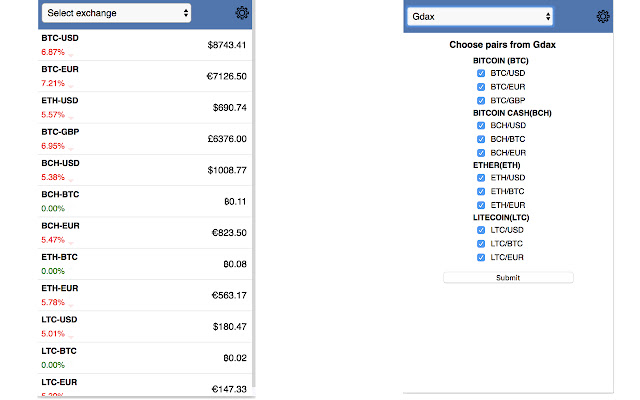 CryptoCurrency Exchange Tracker  from Chrome web store to be run with OffiDocs Chromium online