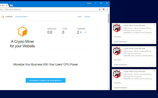 Crypto Miner Blocker  from Chrome web store to be run with OffiDocs Chromium online