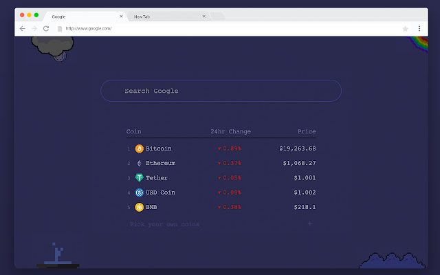Crypto New Tab 8 bit  from Chrome web store to be run with OffiDocs Chromium online