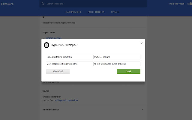 Crypto Twitter Decrapifier  from Chrome web store to be run with OffiDocs Chromium online