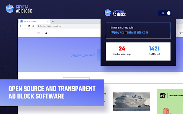 Crystal Ad block  from Chrome web store to be run with OffiDocs Chromium online