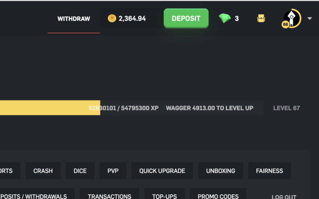 Csgoroll Level Up Calculator  from Chrome web store to be run with OffiDocs Chromium online