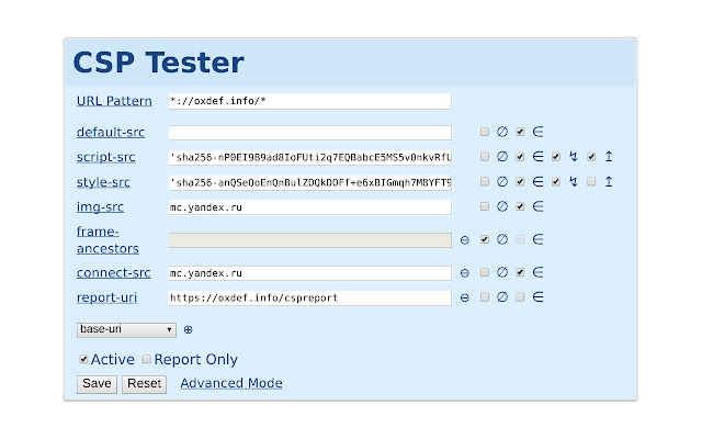 CSP Tester  from Chrome web store to be run with OffiDocs Chromium online