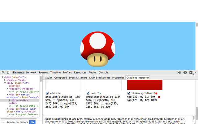 CSS Gradient Inspector  from Chrome web store to be run with OffiDocs Chromium online