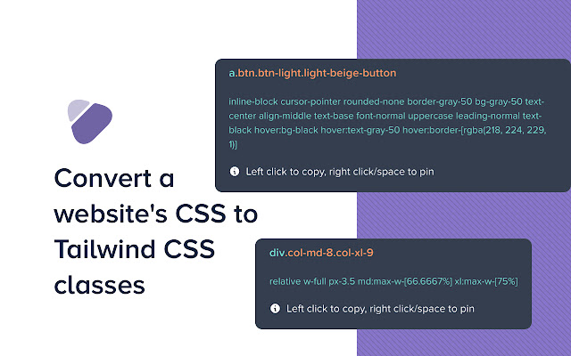 CSS To Tailwind จาก Chrome เว็บสโตร์ที่จะทำงานกับ OffiDocs Chromium ออนไลน์