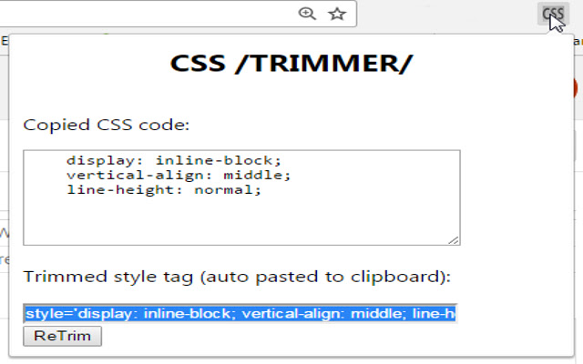 CSS TRIMMER  from Chrome web store to be run with OffiDocs Chromium online