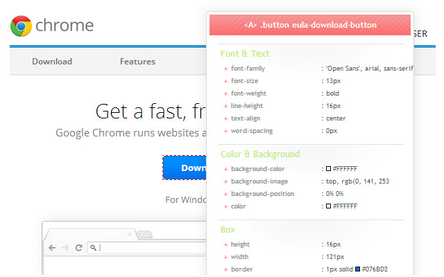 CSSViewer  from Chrome web store to be run with OffiDocs Chromium online