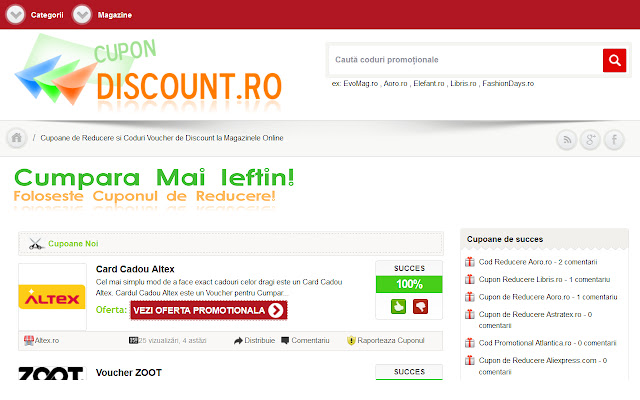 Cupoane de Reducere si Coduri Pentru Discount  from Chrome web store to be run with OffiDocs Chromium online