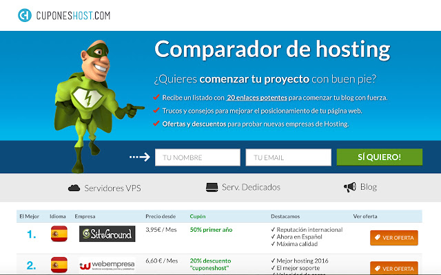 Cupones para hosting  from Chrome web store to be run with OffiDocs Chromium online