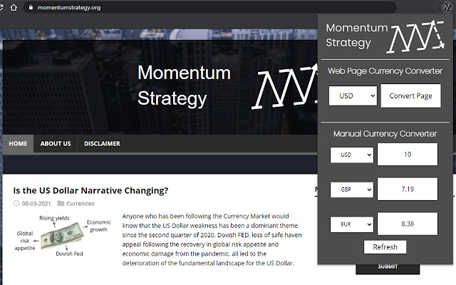 Currency Converter: Momentum Strategy  from Chrome web store to be run with OffiDocs Chromium online