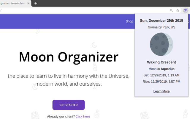 Current Moon Phase  from Chrome web store to be run with OffiDocs Chromium online