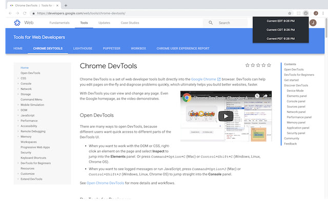 Current Time in US Time Zones  from Chrome web store to be run with OffiDocs Chromium online