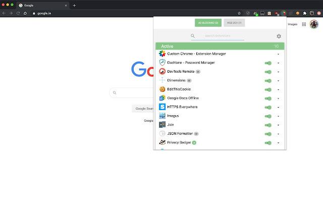 Custom Chrome Extension Manager  from Chrome web store to be run with OffiDocs Chromium online