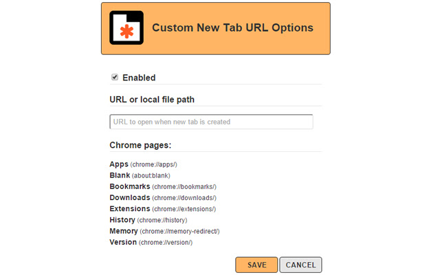 Custom New Tab URL  from Chrome web store to be run with OffiDocs Chromium online