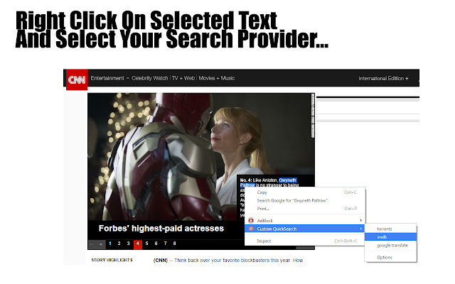 Custom QuickSearch  from Chrome web store to be run with OffiDocs Chromium online