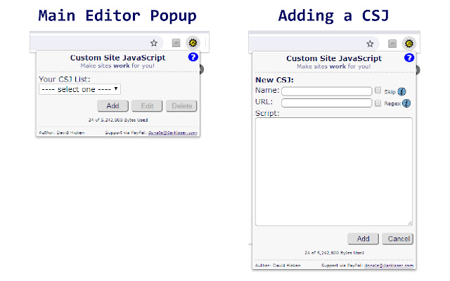 Custom Site JS  from Chrome web store to be run with OffiDocs Chromium online