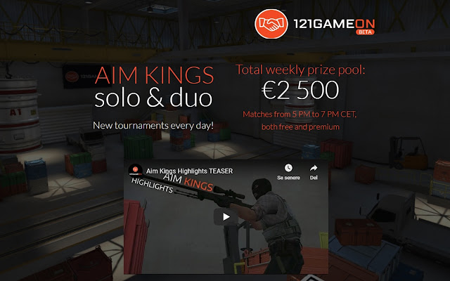 Daily CSGO tournaments 121GameOn  from Chrome web store to be run with OffiDocs Chromium online