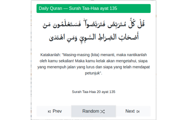 Daily Quran  from Chrome web store to be run with OffiDocs Chromium online