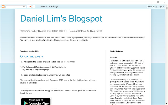 Daniel Lims Blogspot  from Chrome web store to be run with OffiDocs Chromium online